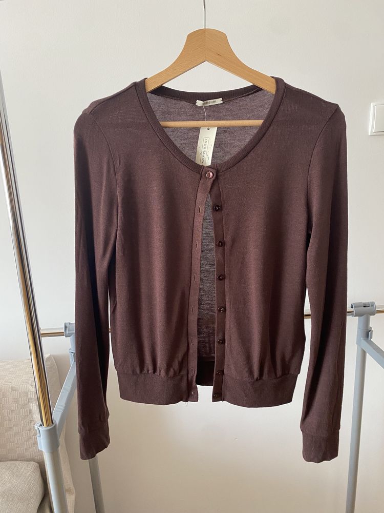 Sweterek kardigan brązowy Intimissimi minimalistyczny rozmiar S