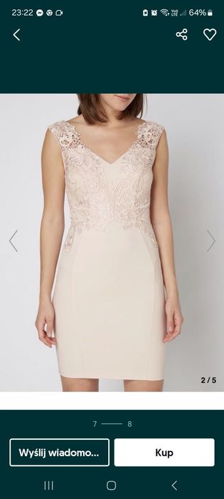 Lipsy London 42 cudna sukienka na komunię chrzest wesele ślub różowa