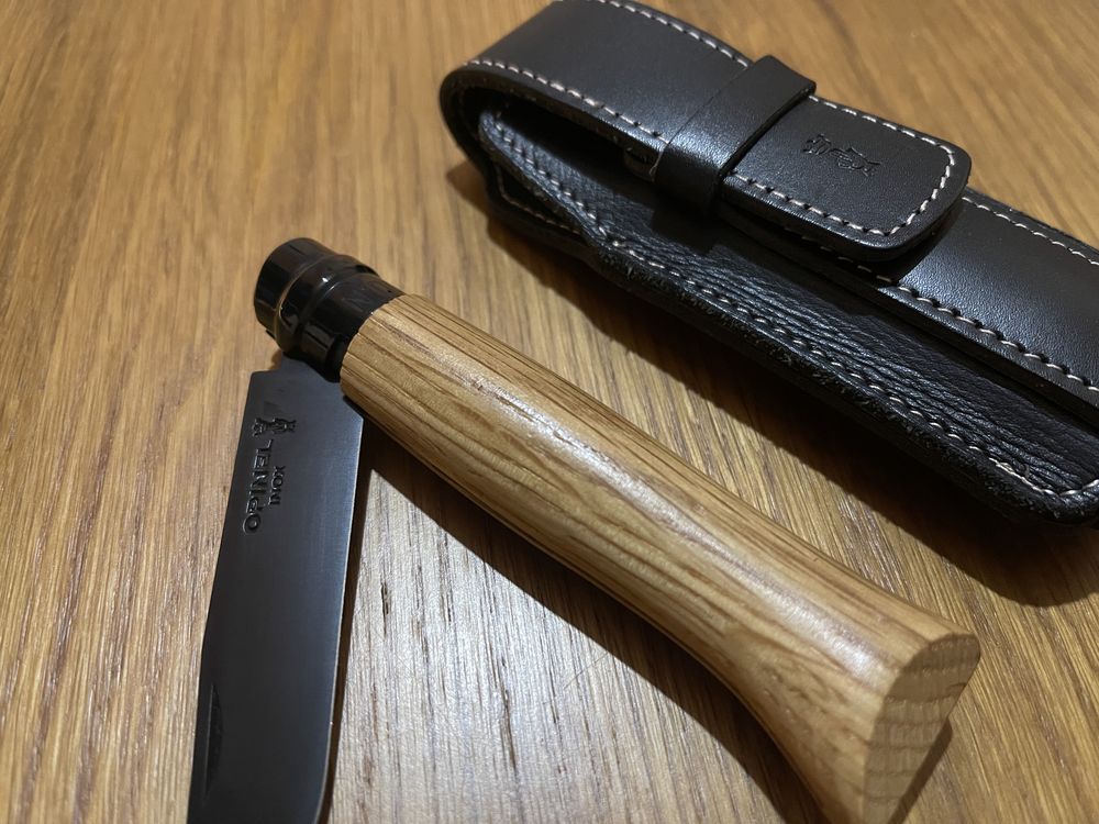 Opinel No 8 inox czarne ostrze plus pochwa etui tylko komplet edc nóż