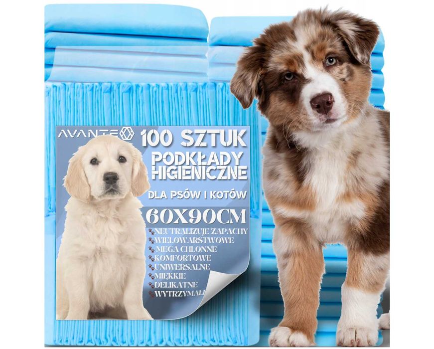 Podkłady Higieniczne Maty dla Psa do Sikania Przewijania 60x90 100 Szt