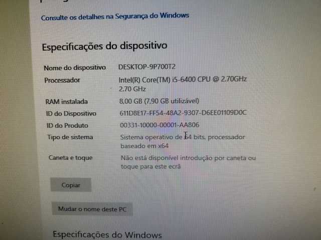 Pc Asus I5-6400 2.70GHz -8gb Ram + SSD 240Gb