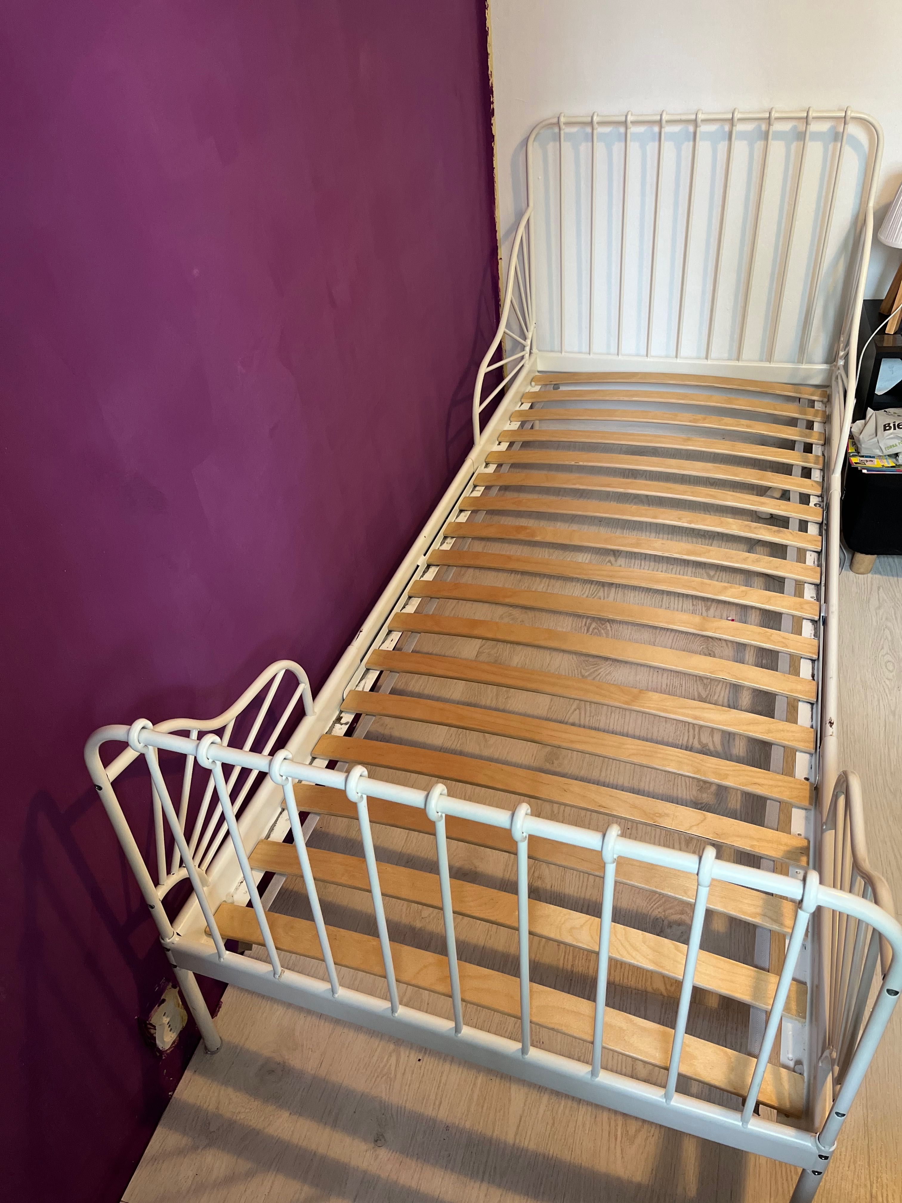 Łóżko MINNEN 80x200 z dnem. IKEA, metalowe łóżko dla dziecka białe