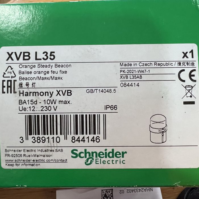 Lâmpada sinalização luz permanente Schneider XVB L35 - NOVO