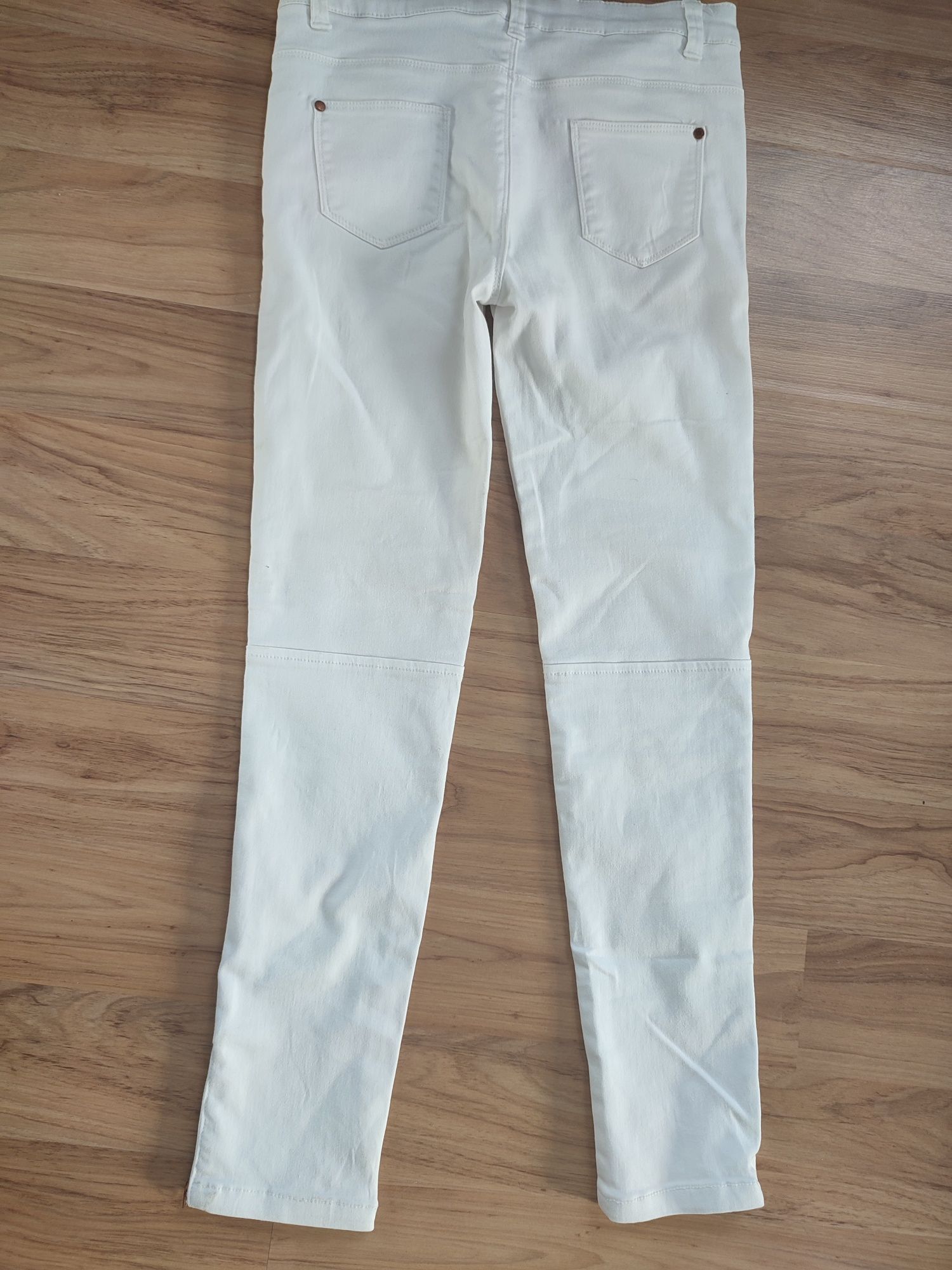 Białe spodnie denim rozpinane skinny xxs xs