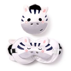 Pluszowa okrągła poduszka podróżna i maska na oczy Zebra Adoramals