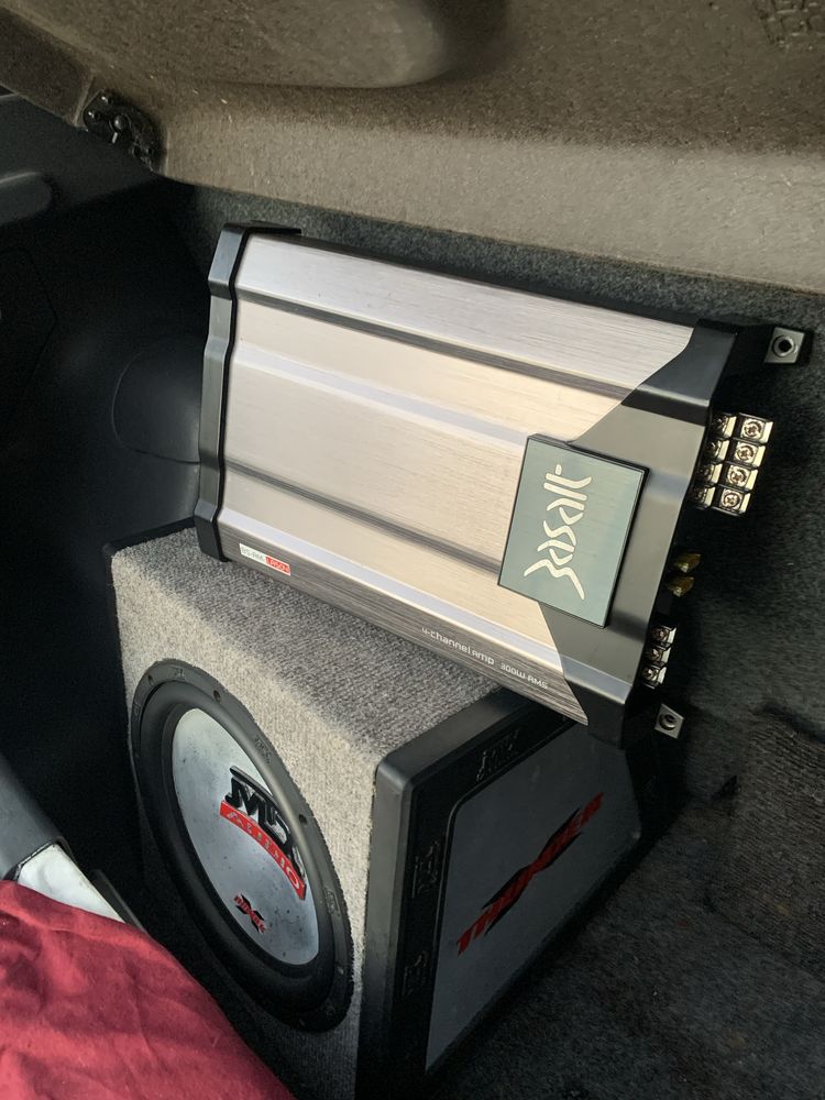 Sistema de Som AUTO - Subwoofer MTX THUNDER 750W + Amplificador 650W +