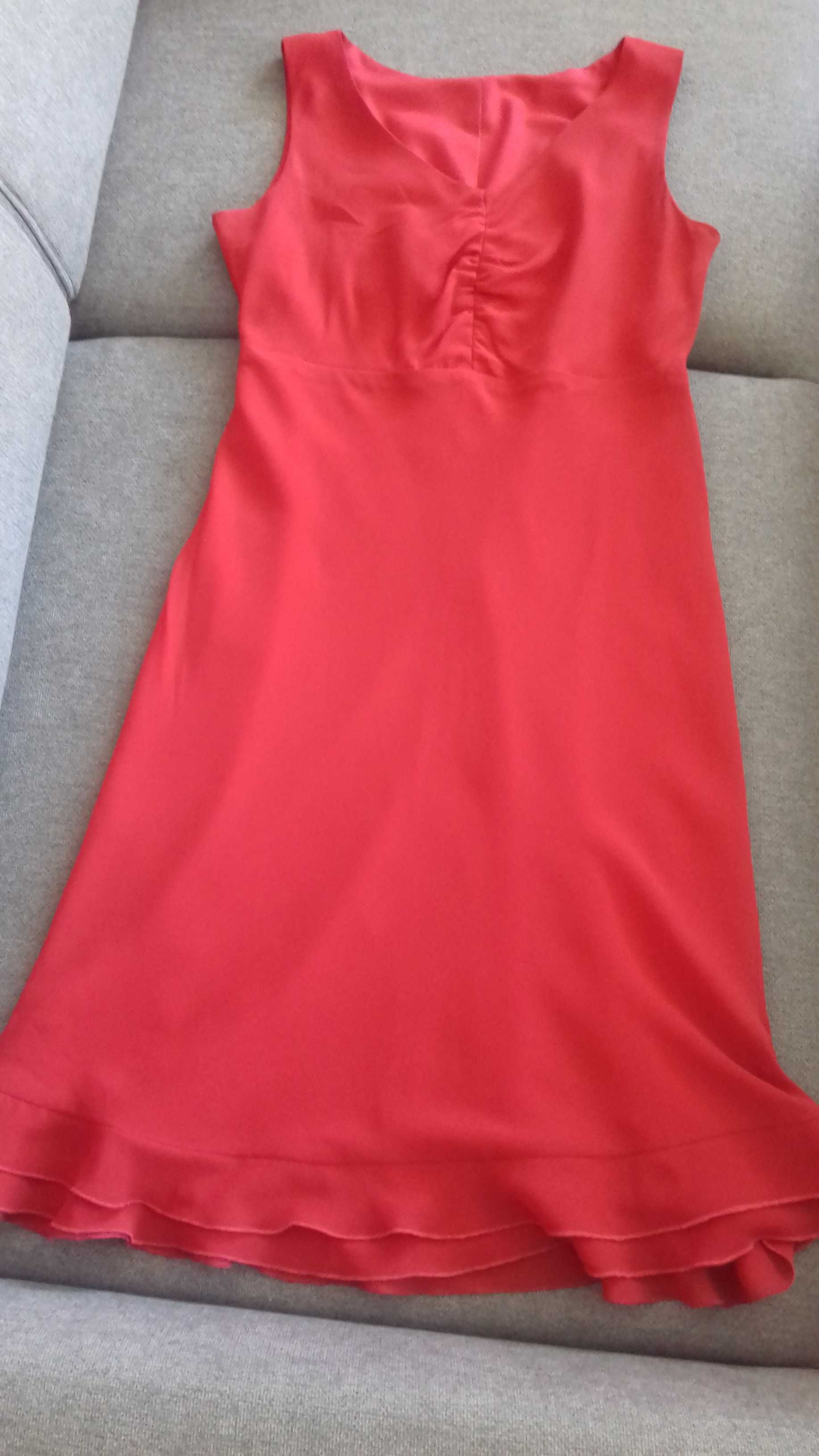 Sukienka elegancka - wizytowa r.36 (S) czerwona z szalem