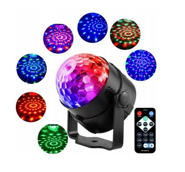 Projektor RGB LED kula disco dyskotekowa + pilot