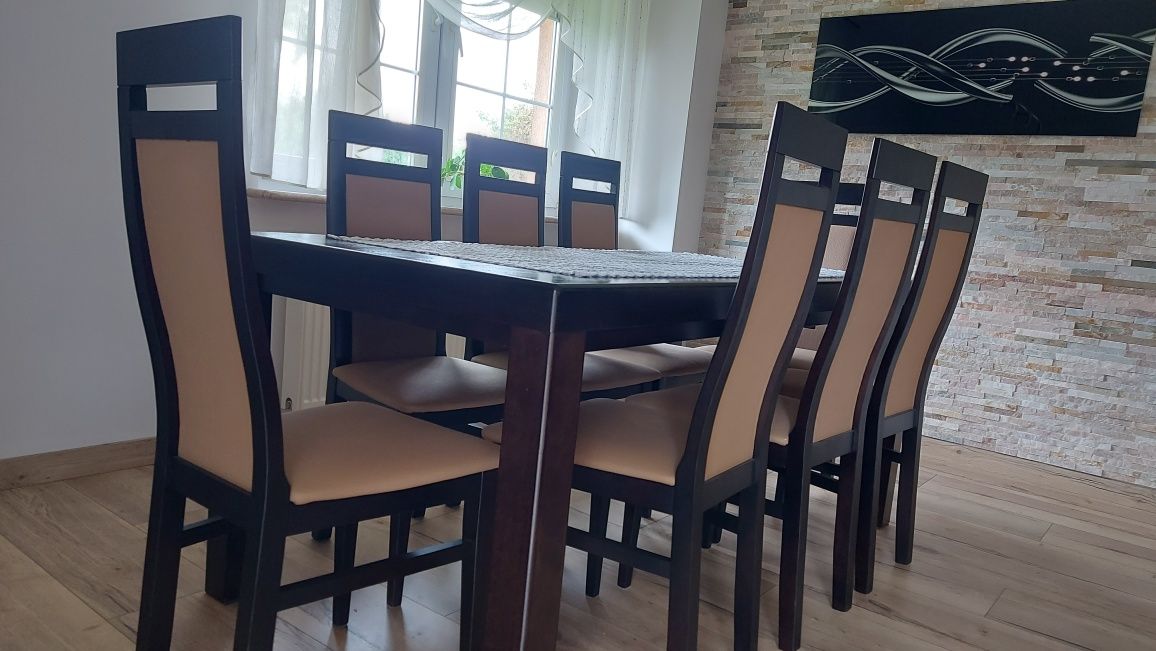 Krzesła do salonu 8szt wenge beż