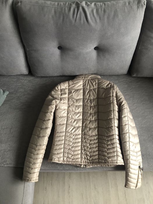 kurtka z suwakami Moncler beżowa rozmiar S vintage y2k puffer jacket