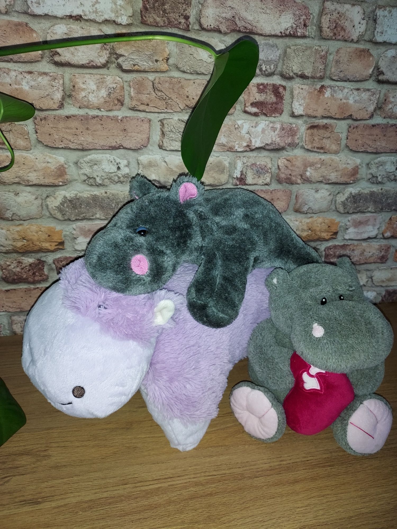 Zestaw trzech hipopotamów, hipopotam, hipcia maskotka poduszka skrytka