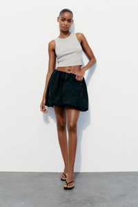 Спідниця міні Zara XS балон чорна тренд 2024 літо