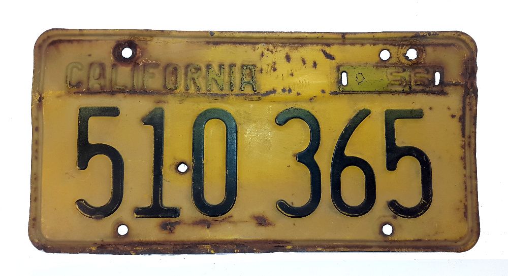 Tablica rejestracyjna California z 1956 roku