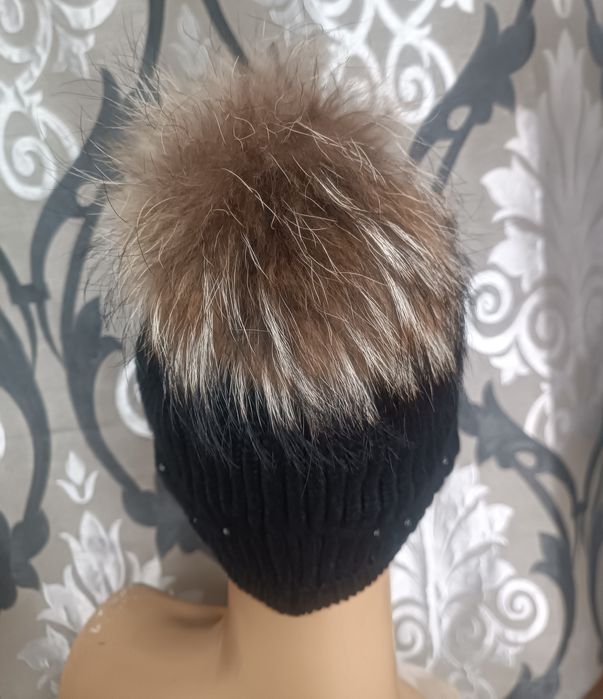 Eisbar czapka z pomponem naturalny jenot damska wełna merino damska