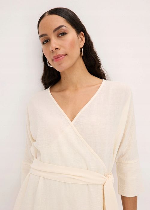 B.P.C sukienka ecru z efektem założenia kopertowego 38.