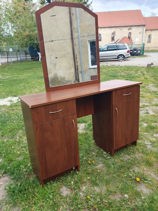 Toaletka kosmetyczna z lustrem brąz Duża