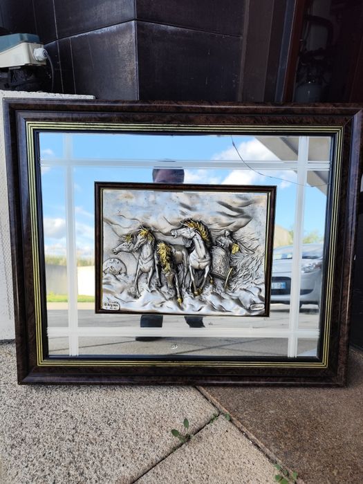 Quadro Italiano com escultura em relevo em prata (argento 925)