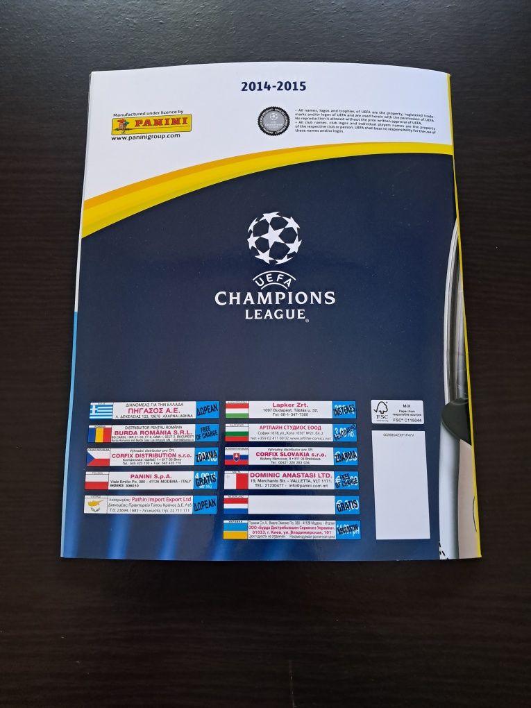 Caderneta vazia de cromos Futebol UEFA Champions League 2014 Panini