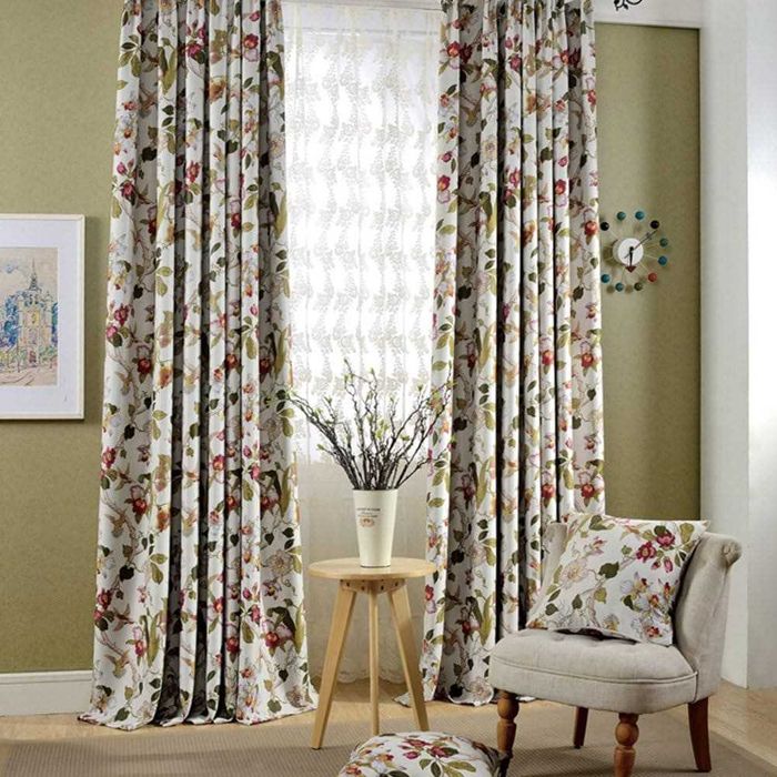 Zestaw 2 zasłon w stylu vintage, nieprzejrzyste  (245 x 140 cm)