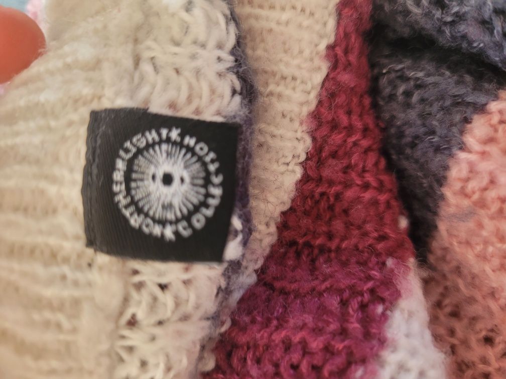 Kolorowy sweter w paski oversize crewneck vintage