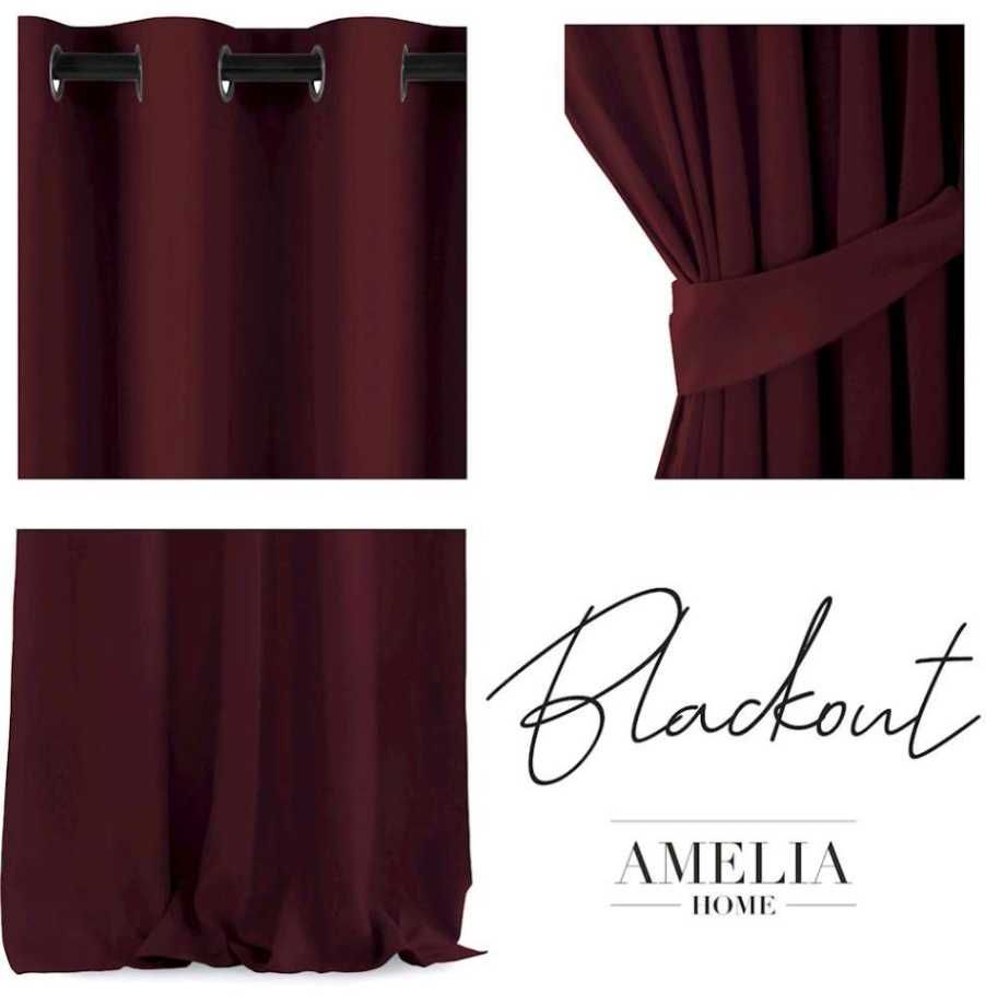 Zasłona na przelotkach - 140x270 - burgund - 2 szt. - Amelia Home