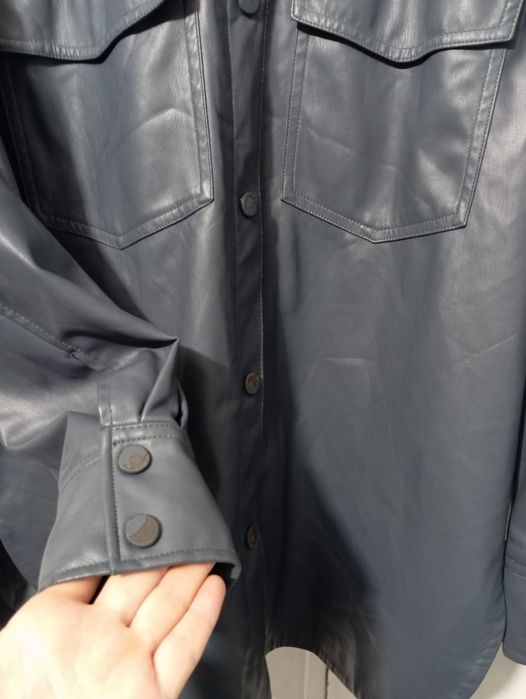 Koszula skórzana, grafitowo-niebieska H&M r. L