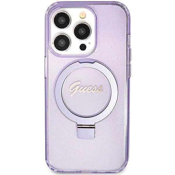 Etui Guess Ring Stand Script Glitter MagSafe na iPhone 11 / Xr - fiole