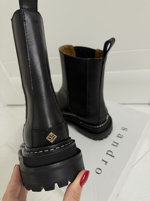 Чоботи сапоги ботинки sandro натуральна шкіра