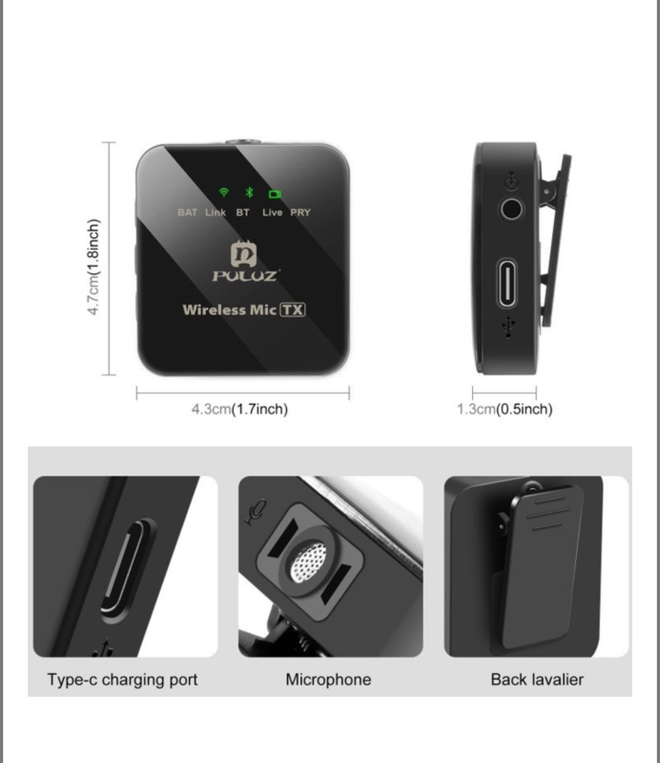Мікрофон петличка PULUZ USB type-c Wireless MicTX