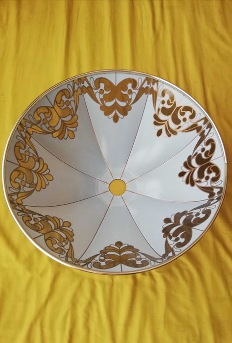 klosz do kuchni plastikowy lekki tworzywo złote zdobienia 4/16/38cm