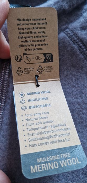 Nowa kurtka wełniana merino Mikk-line 110 unisex szara