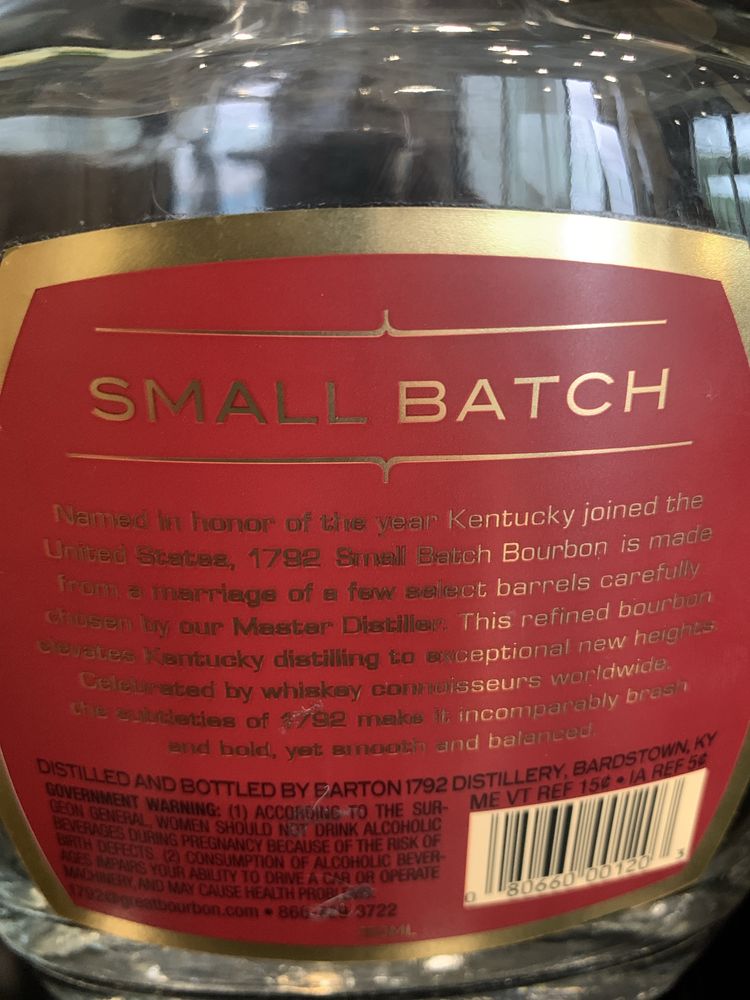 Garrafa Whiskey Small Batch 1792