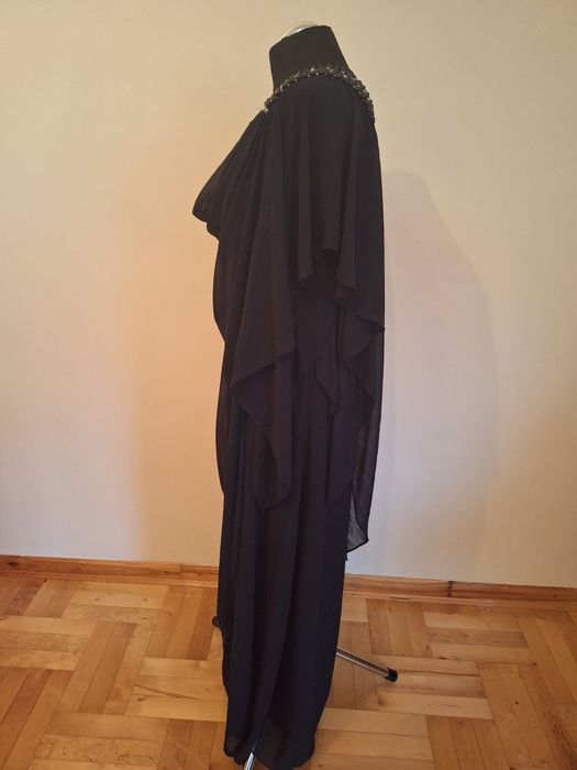 Duża, długa czarna sukienka wizytowa, rozmiar 50/52