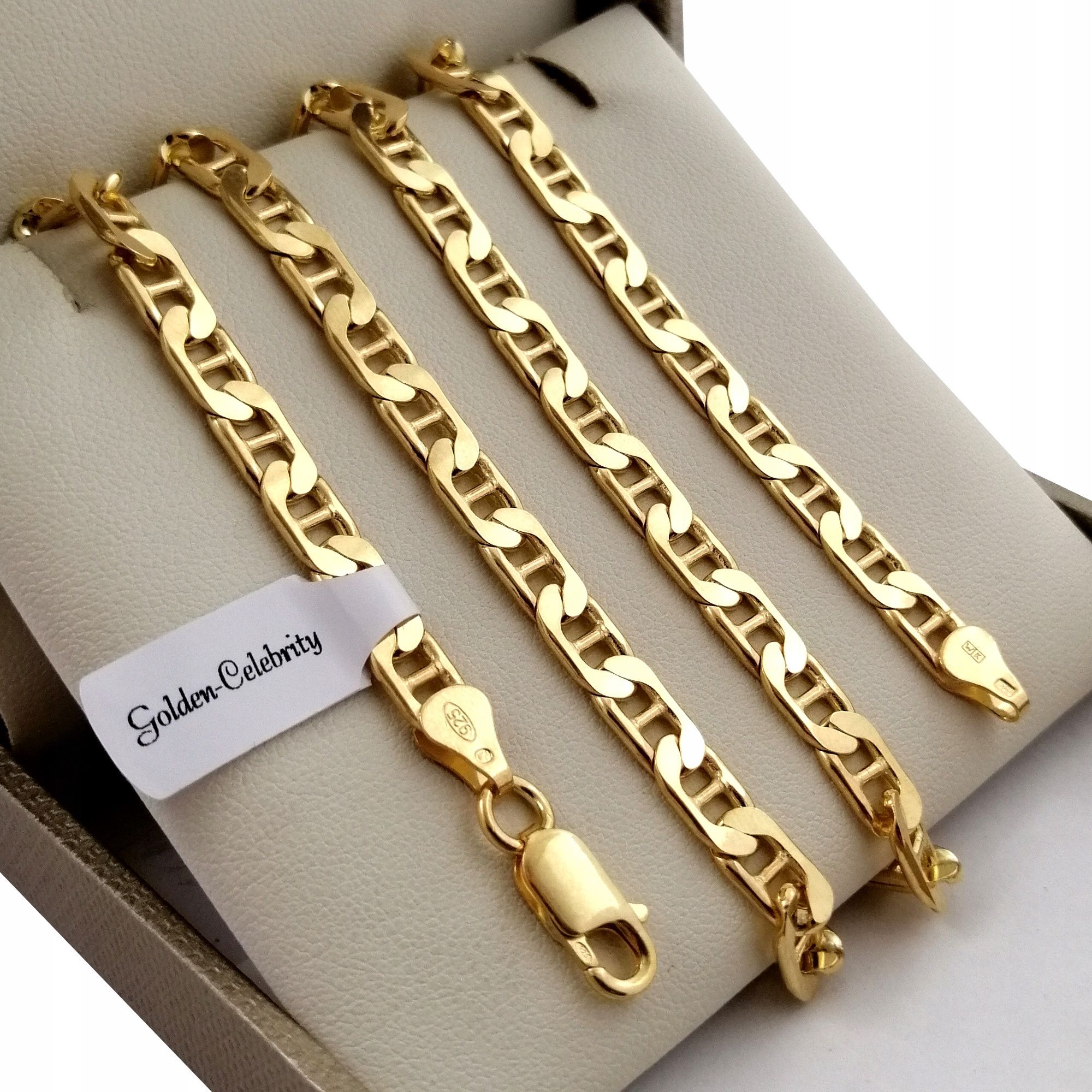 Złoty Łańcuszek Naszyjnik Męski Gucci Szeroki Gruby 925/585 Dla Męża 6