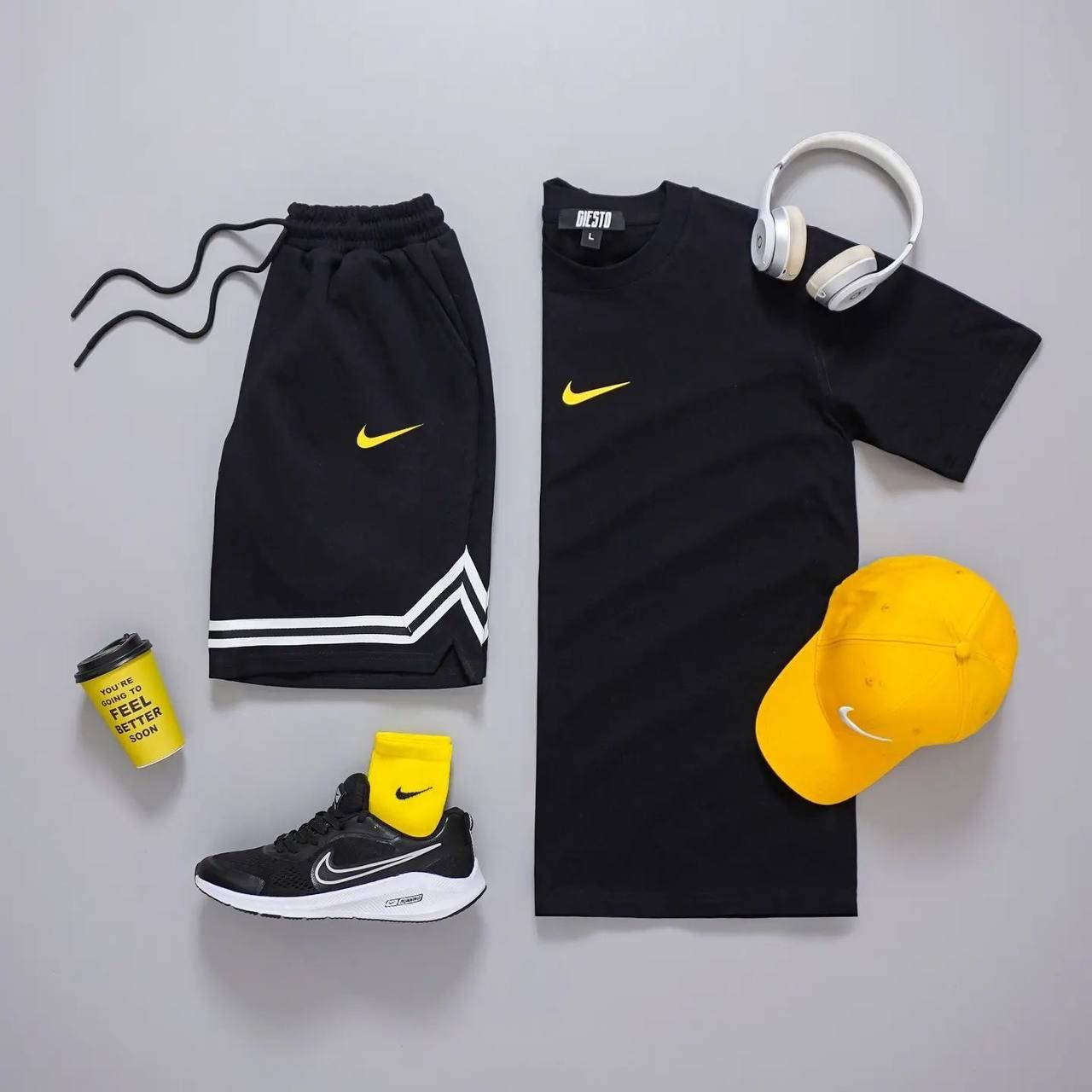 Черная  футболка шорты Nike чоловічий спортивний костюм