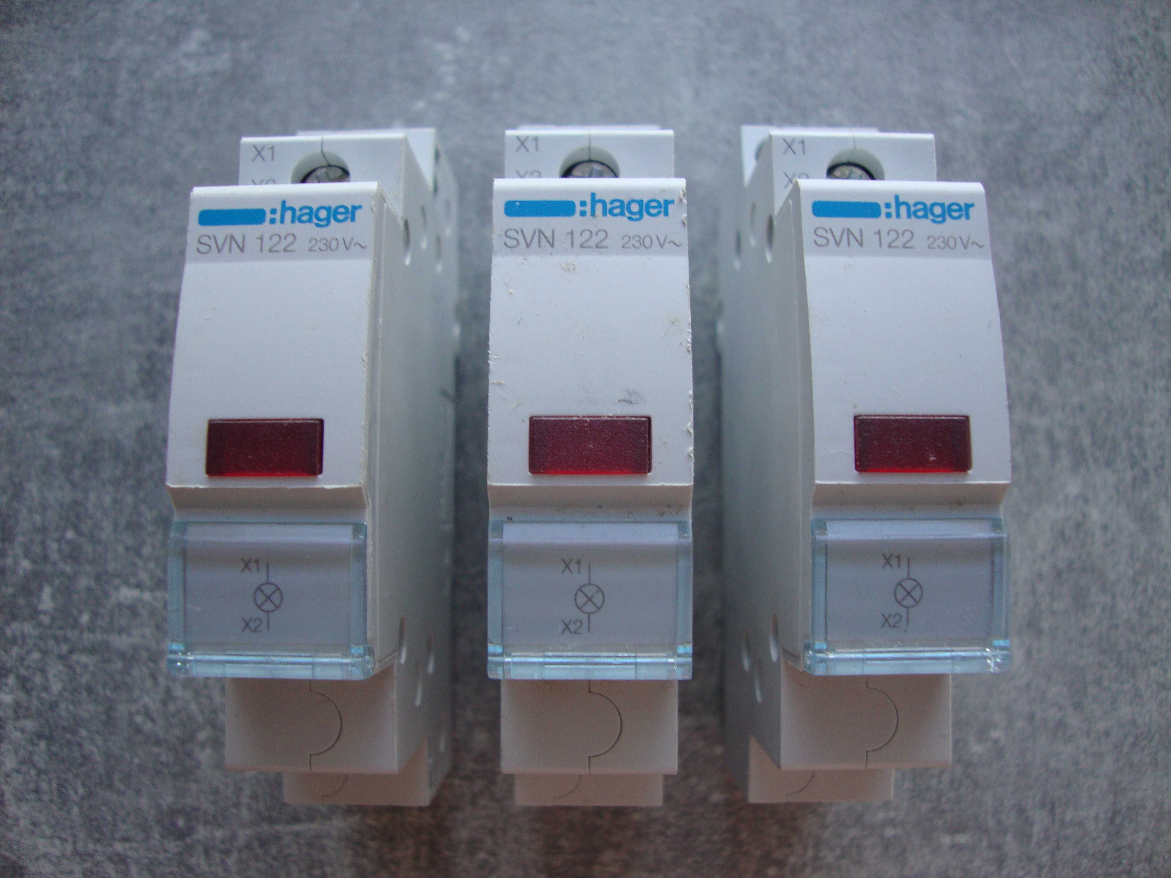 Zestaw 3 sztuki HAGER SVN122 lampka sygnalizacyjna LED czerwona 1F 230