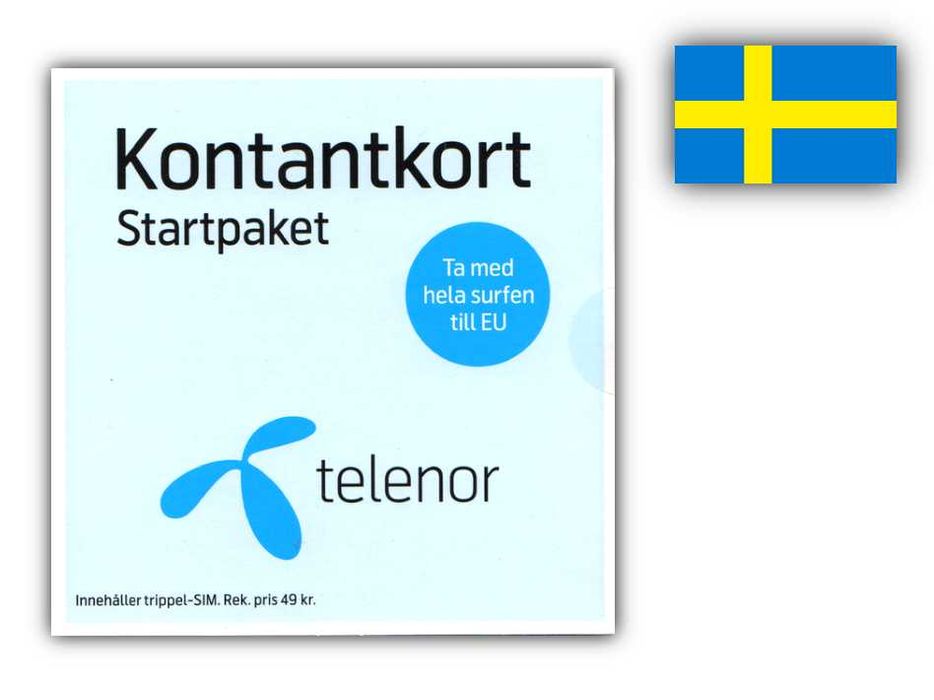 Telenor SE +46 Szwecja Starter Karta SIM Card Prepaid Aktywny