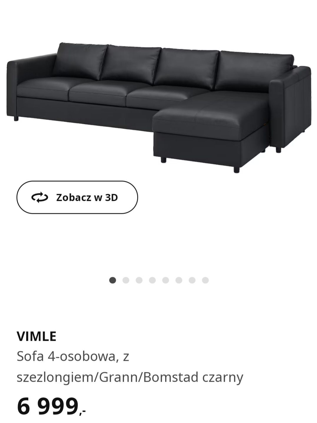 Nowy 1/2 ceny SKÓRA luksusowy narożnik, sofa 4 os. VIMLE z Ikea