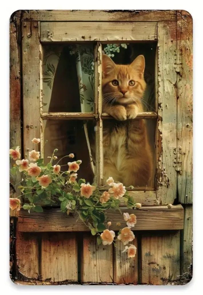 Decoração de Parede com Gato à Janela