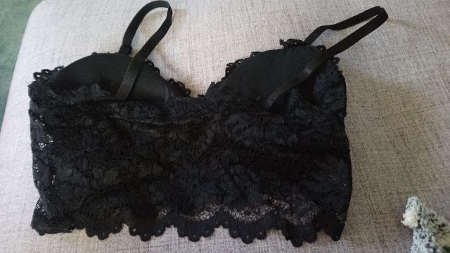 Top Sexy de Renda Preto/Bordeaux/Azul