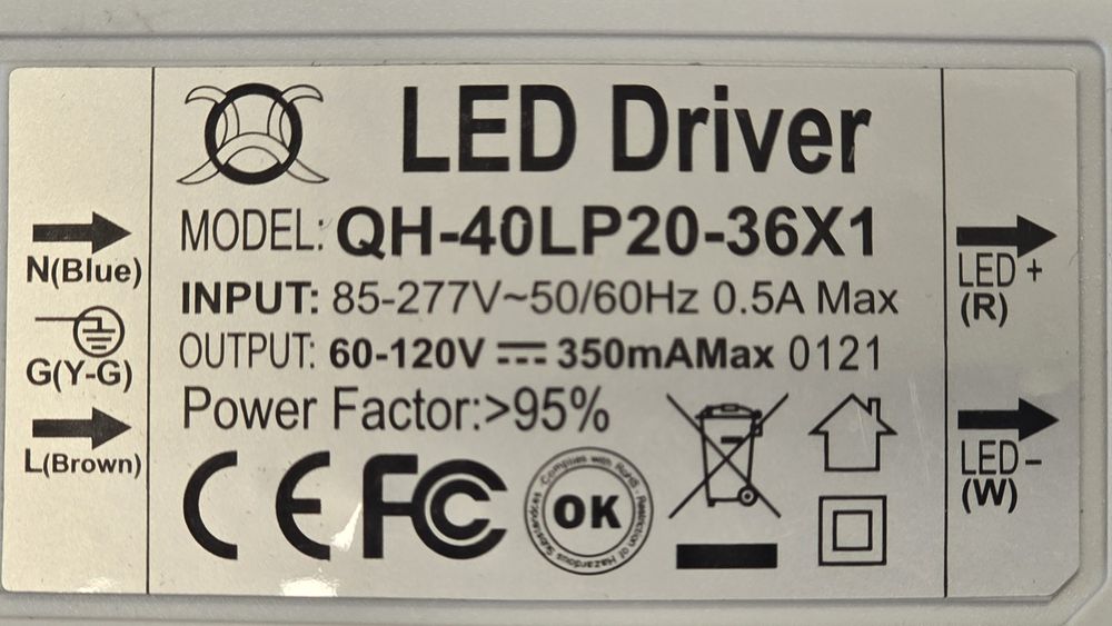 LED Driver 20-36x1W 350mA 60-120V - zasilacz power led - zasilacz lamp