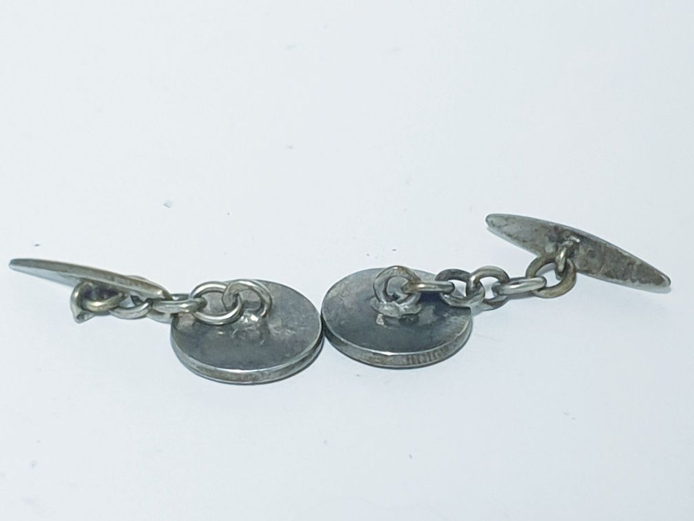 Fantásticos botões de punho vintage em prata dourada e madrepérola