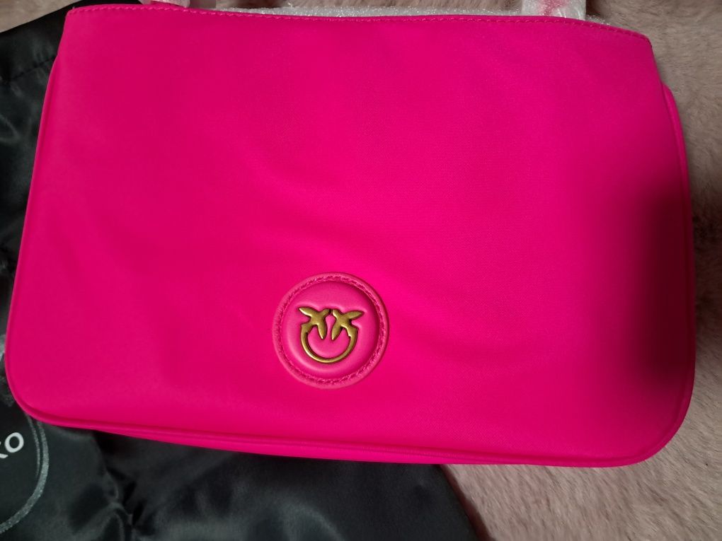 Pinko torebka z NFC Gate flat horizontal różowa jaskrawa neonowa z wor