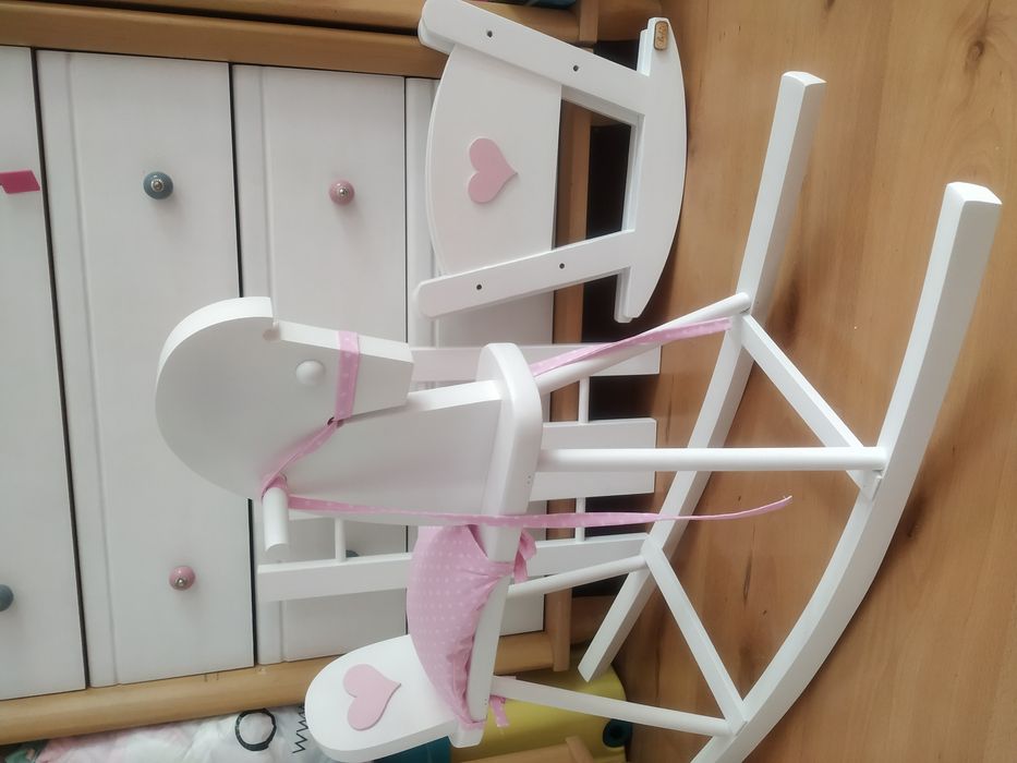 DREWNIANY Wózek budka dla lalek "Ani" z sercem