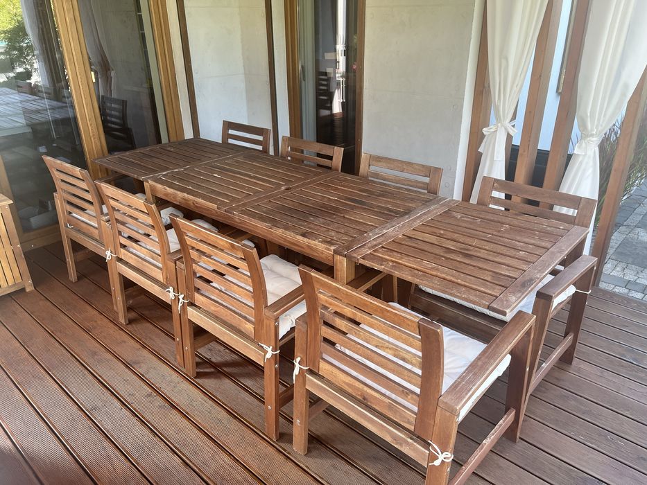 Zestw mebli tarasowych ogrodowych ikea applaro stół i 8krzeseł