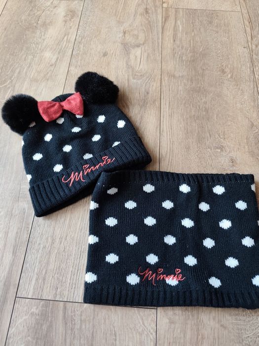 Komplet zimowy dziewczęcy czapka i komin Myszka Minnie