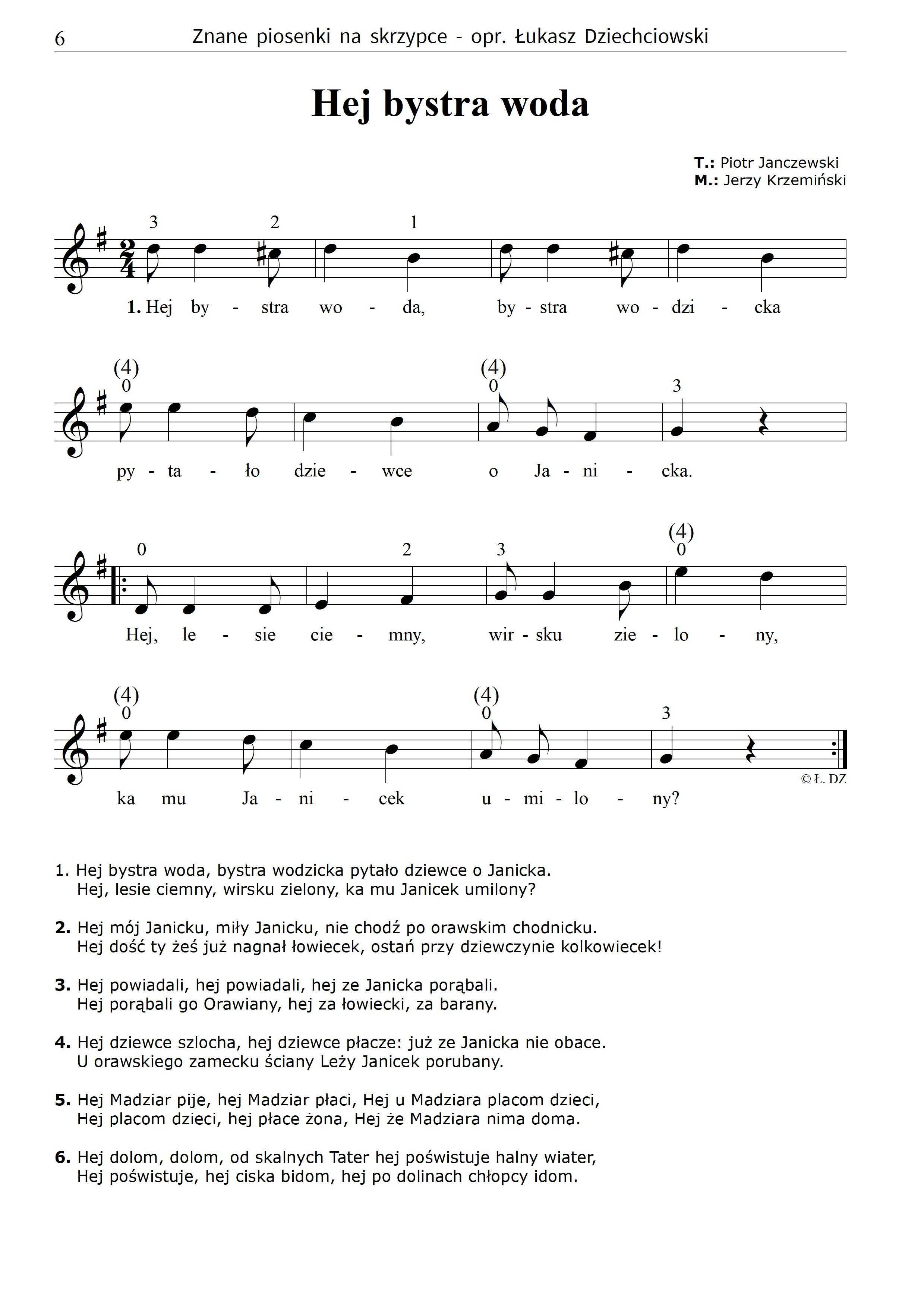 Piosenki na skrzypce - nuty 31 piosenek, słowa, mp3, nowe, łatwe