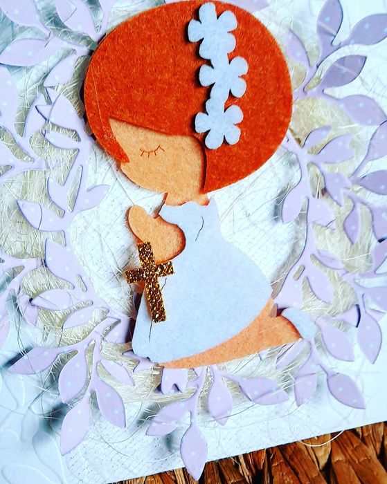 Kartka komunia handmade ręcznie robiona dla dziewczynki pamiatka