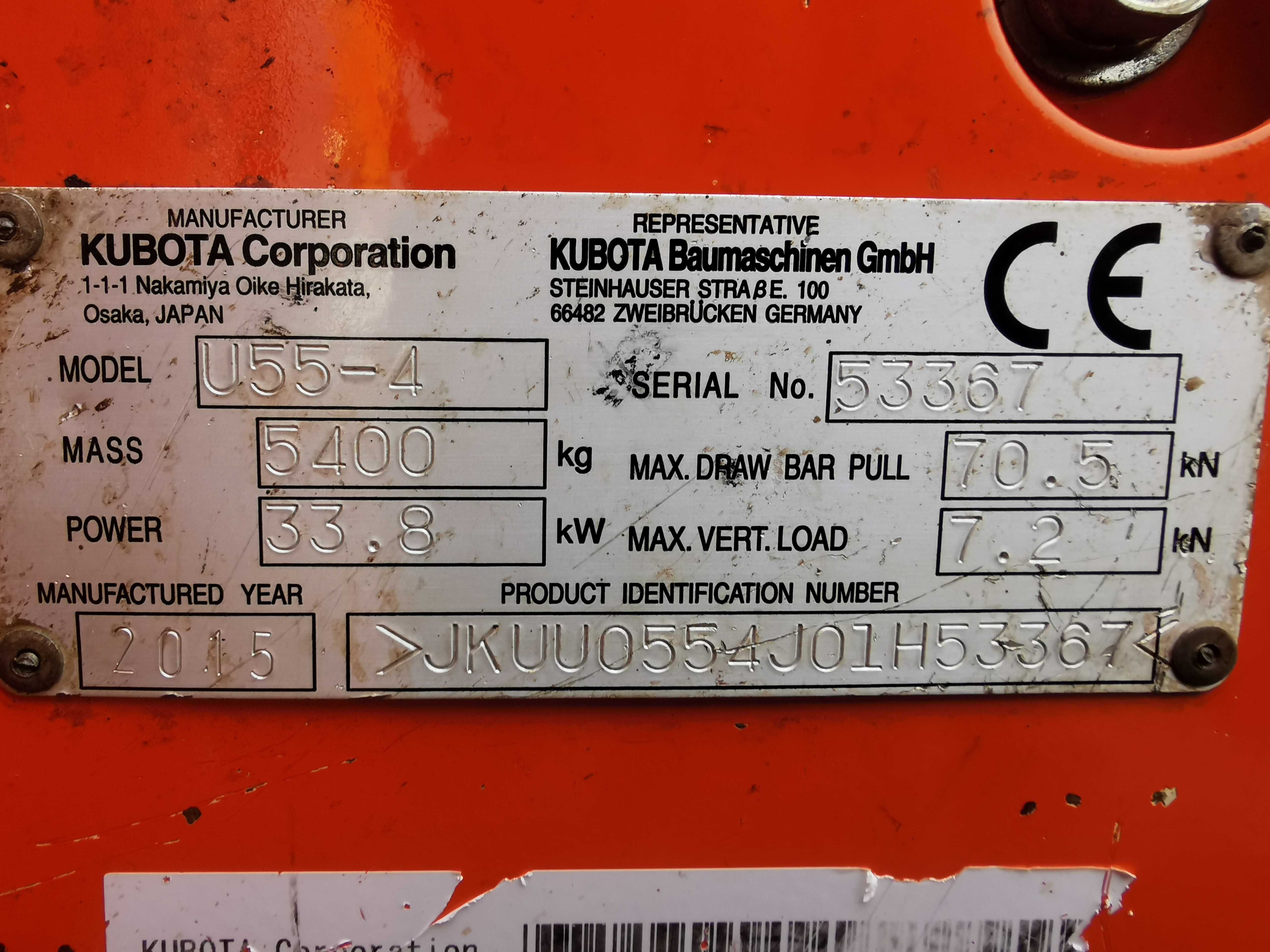 Koparka Kubota u55 - 4 minikoparka 2015 rok !!! 5.4 tony klimatyzacja