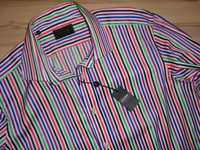 DUCHAMP LONDON nowa kolorowe paski koszula męska mankiety 42 cm XL